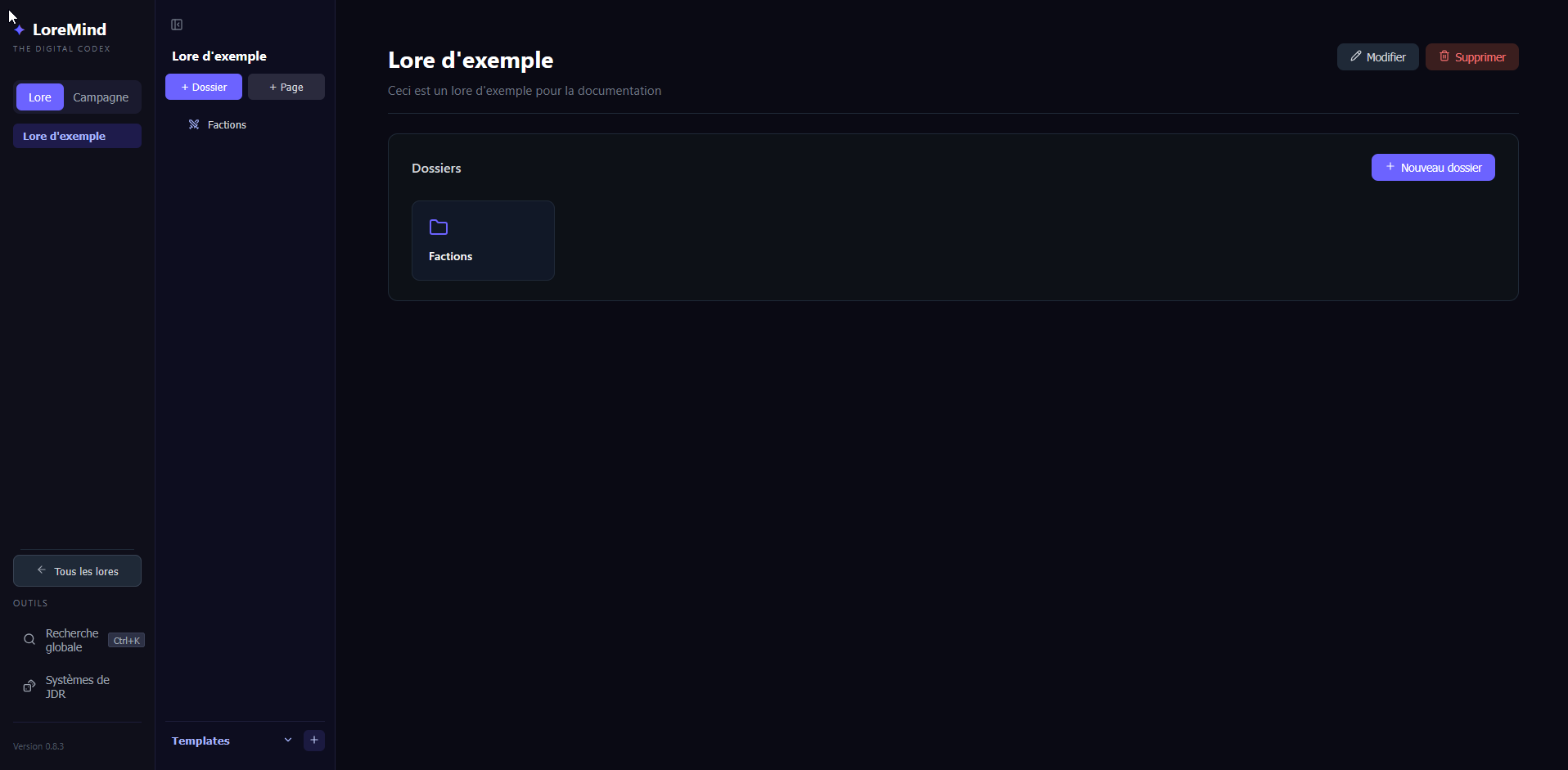 Vue dossier